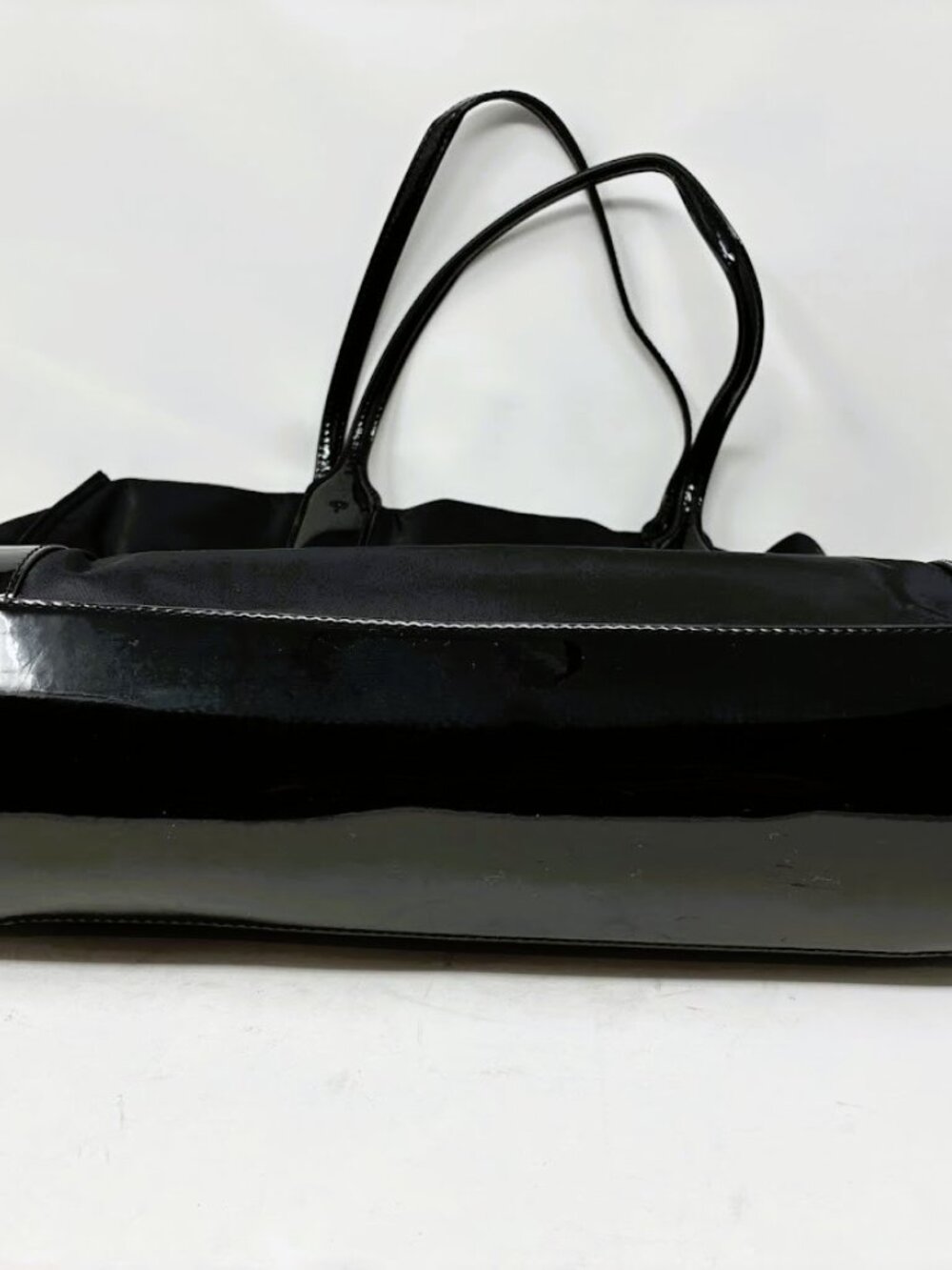 Tory Burch Ella Tote Bag - Black Nylon with Patent Leather Trim - Large - Picture 13 of 16